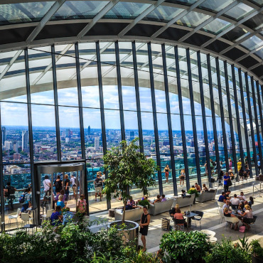 Photo of the inside of London's Sky Garden at top of The Fenchurch Building (The Walkie-Talkie)